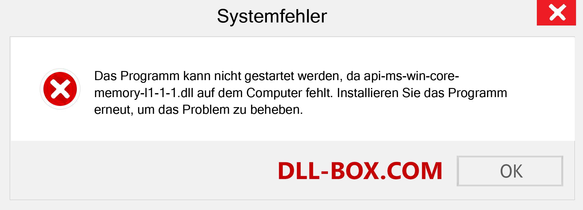 api-ms-win-core-memory-l1-1-1.dll-Datei fehlt?. Download für Windows 7, 8, 10 - Fix api-ms-win-core-memory-l1-1-1 dll Missing Error unter Windows, Fotos, Bildern